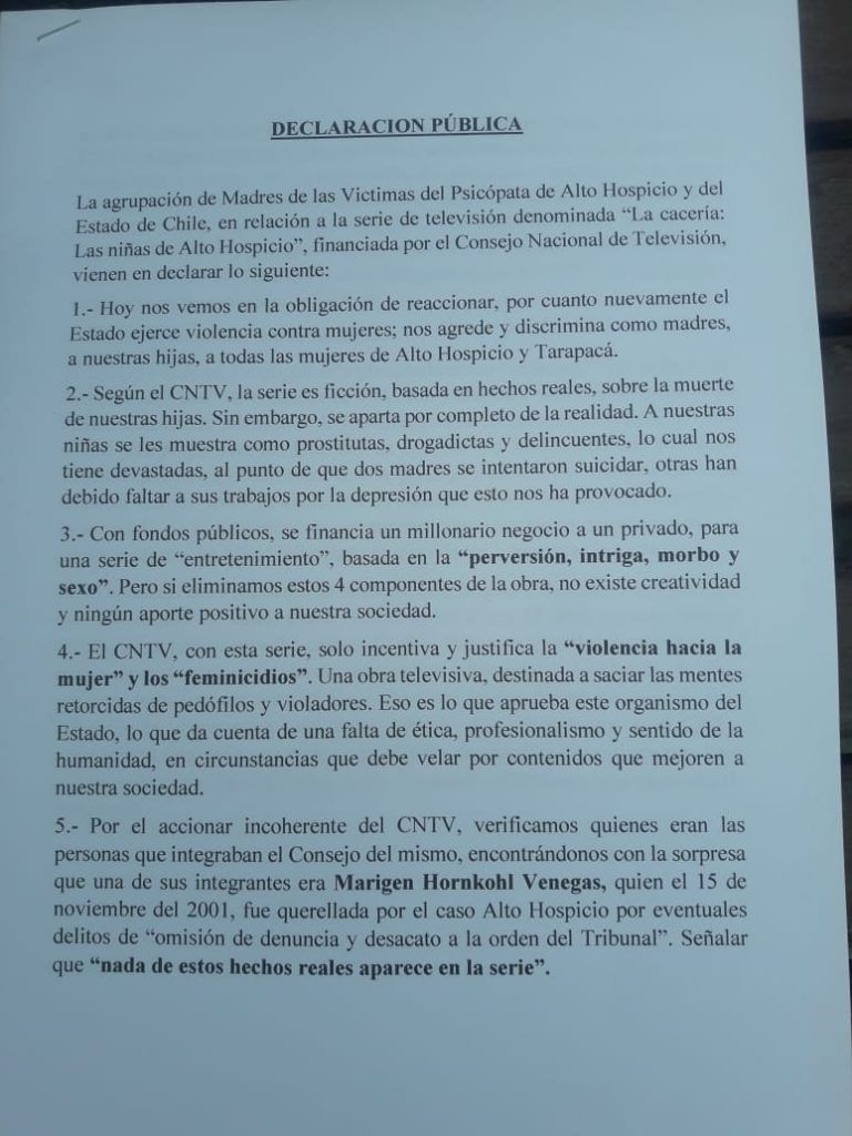 comunicado alto hospicio