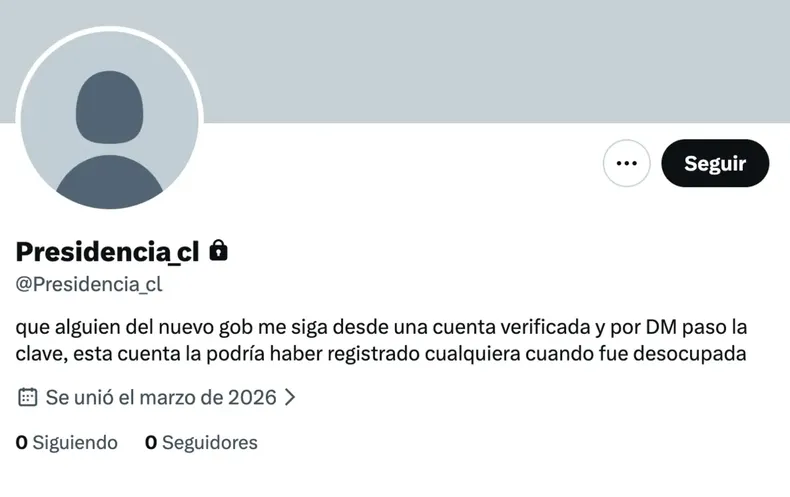 cuenta oficial de presidencia en x quedo en manos de un tercero tras cambio de mando perfil ofrece entregar clave si lo contactan.webp