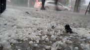Granizos en Providencia, Santiago. Créditos: Agencia UNO.&nbsp;