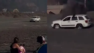 Conductor de camioneta entró a la arena en Iloca pese a advertencias: Terminó varado y troleado por turistas