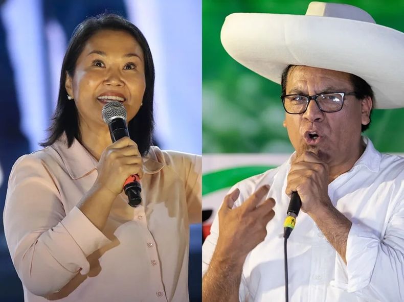 Los candidatos presidenciales peruanos Keiko Fujimori y Roberto Sánchez - Agencia EFE