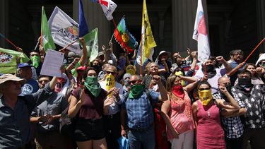 Unidad Social protestó contra ley antiencapuchados en el ex Congreso