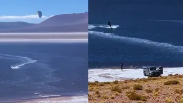 ¿Surfistas en los salares?: Turistas hacen kite surf en laguna protegida del desierto y Conaf estudia acciones legales