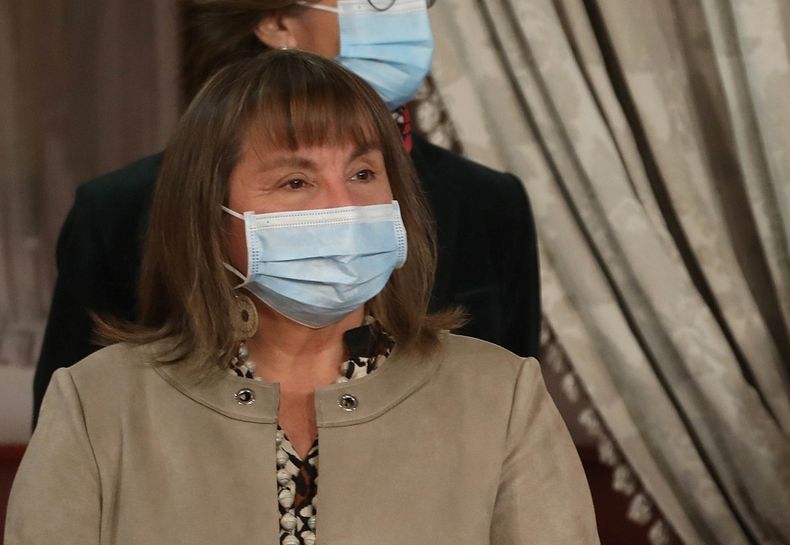 Jeanette Vega durante su ultima actividad oficial este jueves en La Moneda.jpg