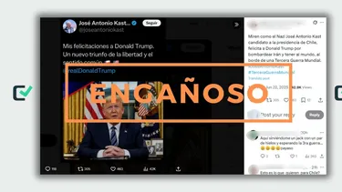 Engañoso: Mensaje de José Antonio Kast felicitando a Donald Trump no es tras los recientes ataques a Irán, es de 2024