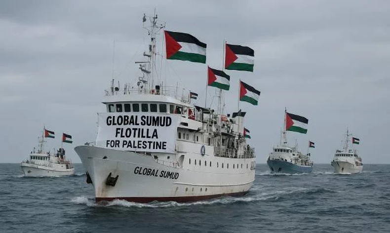 Flotilla Global Sumud en dirección a Gaza con ayuda humanitaria.&nbsp;