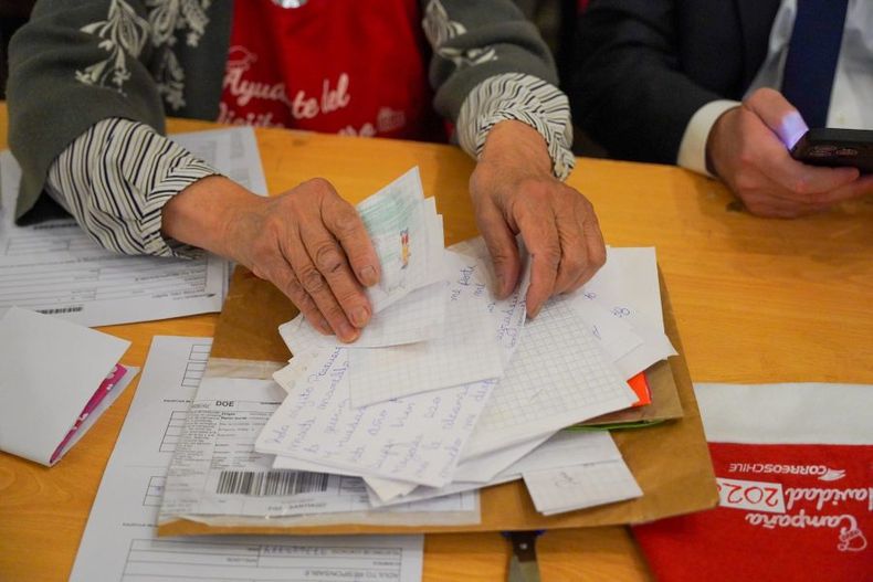 Ayudantes del Viejo Pascuero reciben las cartas de los ninos y ninas en CorreosChile e1702578926130.jpg