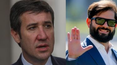 A la izquierda, el diputado y presidente de la UDI Guillermo Ramírez. A la derecha: el expresidente Gabriel Boric. Créditos: Agencia Uno.