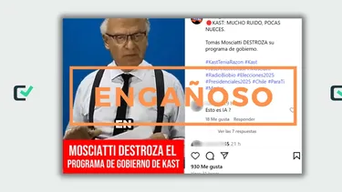 ENGAÑOSO: El video de Mosciatti que compara el programa presidencial de J.A Kast con un texto “escolar” es de 2021, no de 2025