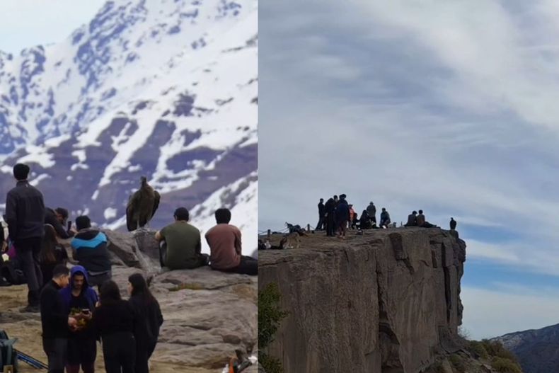 Turistas en el mirador de Los Cóndores en el Cajón del Maipo.&nbsp;