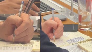 Ministro de Hacienda, Jorge Quiroz, haciendo rayados en sus apuntes durante maratónica sesión en comisión de Hacienda de la Cámara.&nbsp;