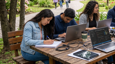 Estudiantes en una universidad / Imagen generada con Inteligencia Artificial