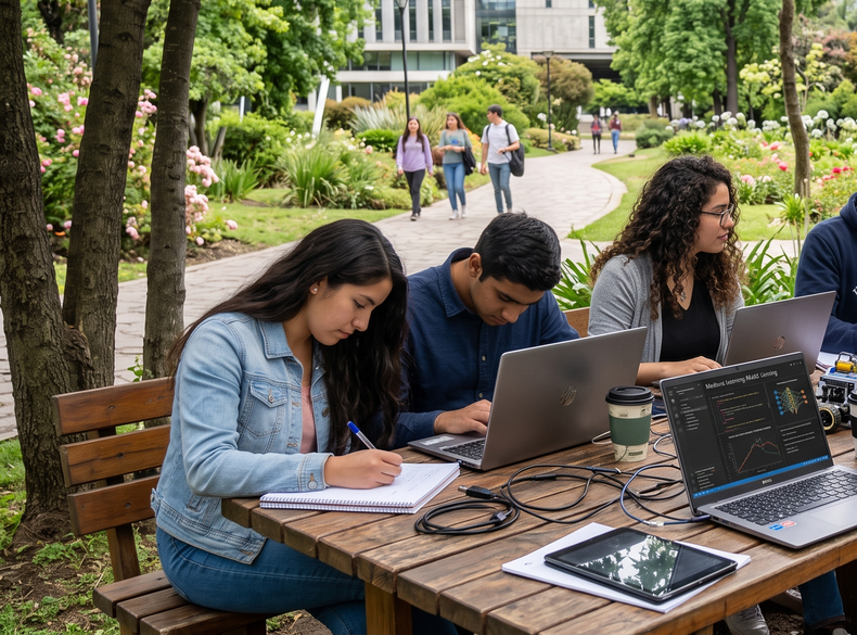 Estudiantes en una universidad / Imagen generada con Inteligencia Artificial