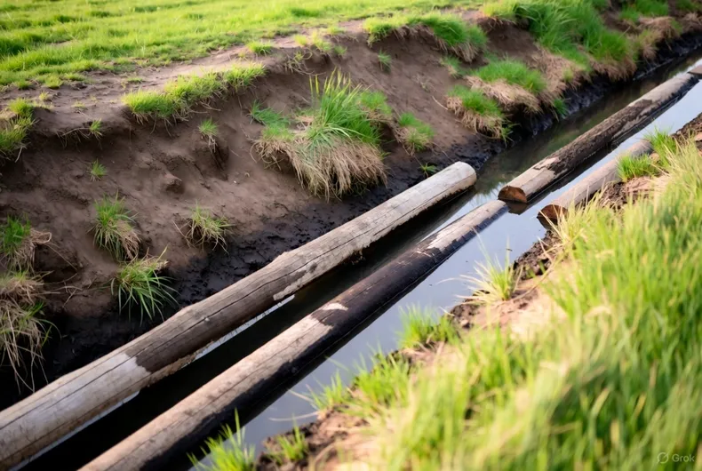 cavo zanja y puso troncos para bloquear camino usado por mas de 20 anos dejando a vecino sin acceso corte ordena rellenarlo.webp