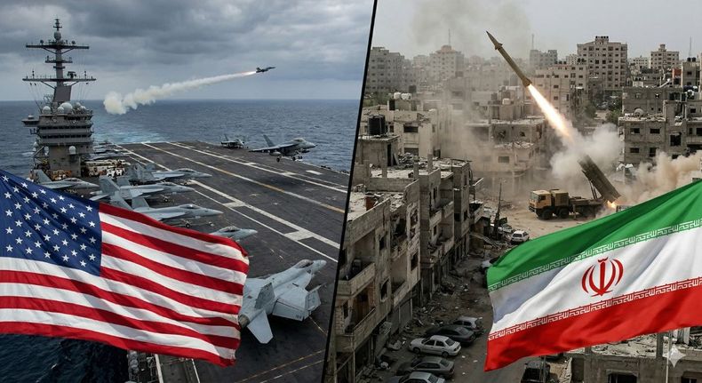 Banderas de USA e Irán