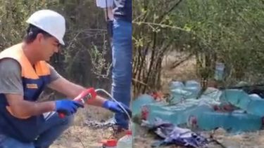 VIDEO | Encuentran cerca de 60 bidones con posible líquido acelerante en cerro de Coronel
