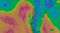 Extenso sistema frontal traerá lluvias y vientos a la zona centro sur - Captura de Windy.com Extenso sistema frontal traerá lluvias y vientos a la zona centro sur - Captura de Windy.com