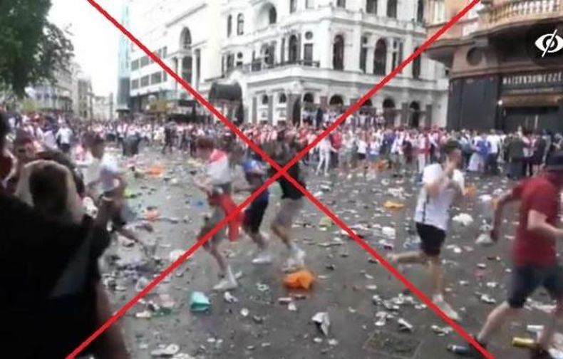 Supuestas imagenes de protestas en Cuba eran disturbios de hinchas en Leicester Square en Londres.jpg