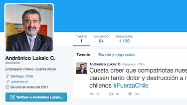 Un Twitter como cualquiera, pero poderoso: Luksic estrena cuenta oficial en la red social de 140 caracteres